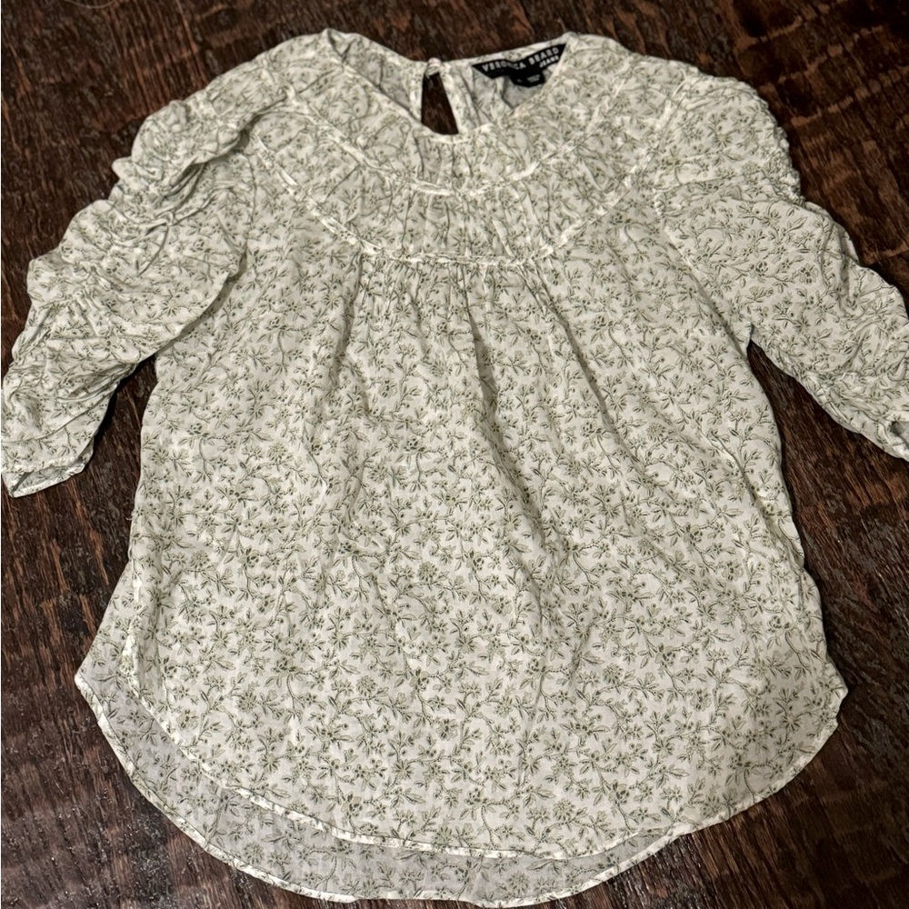 Veronica Beard Floral Ruched Sleeve Top XS